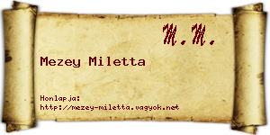 Mezey Miletta névjegykártya